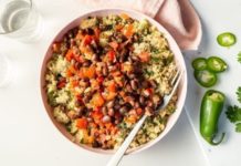 Quick Black Bean Chili Over Lime Couscous